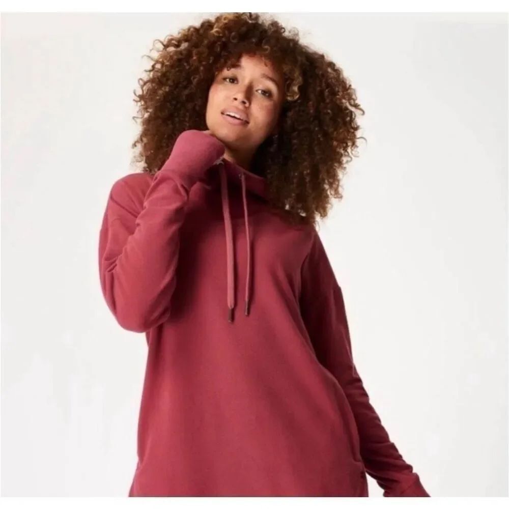 Sweaty Betty Escape luxe Athleisure L berry pink pullover hoodie